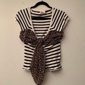 anthro moth striped cardigan with bow